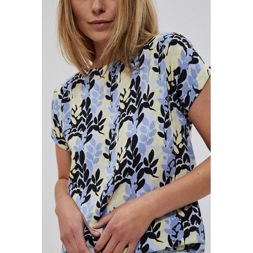 Bluzka koszulowa we wzory błękitna ze sklepu Moodo.pl w kategorii Bluzki damskie - zdjęcie 137138681