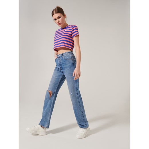 Sinsay - Crop top z haftem - Wielobarwny Sinsay M Sinsay