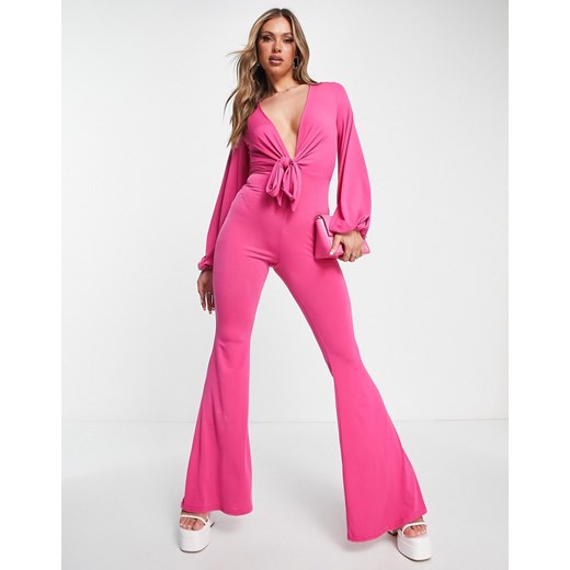 ASOS DESIGN – Jaskraworóżowy przylegający kombinezon z głębokim dekoltem z 34 Asos Poland