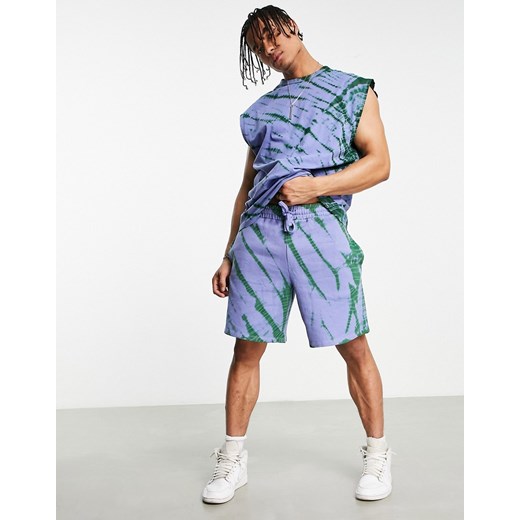ASOS DESIGN – Niebiesko-zielone luźne szorty z efektem tie-dye, część XS Asos Poland
