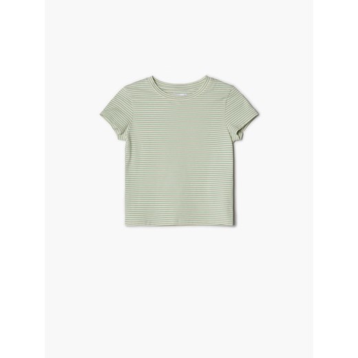 Cropp - Koszulka crop top w paski - Zielony Cropp L Cropp