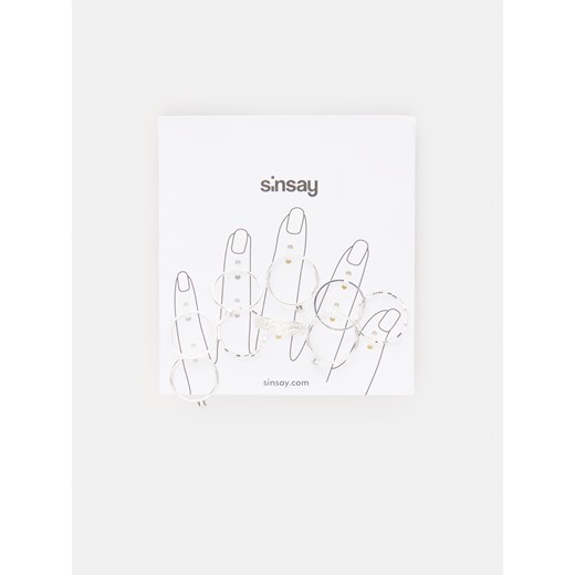 Sinsay - Pierścionki 9 pack - Srebrny Sinsay Jeden rozmiar Sinsay