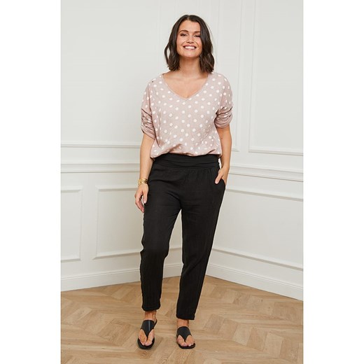 Lniane spodnie "Provence" w kolorze czarnym Curvy Lady 40/42 promocja Limango Polska