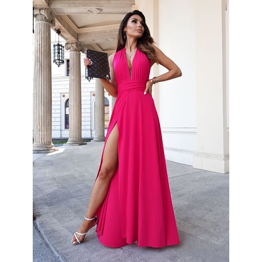 WIĄZANA SUKIENKA MAXI MULTI WAYS FUKSJA Infinityfashion.pl Uniwersalny Infinity