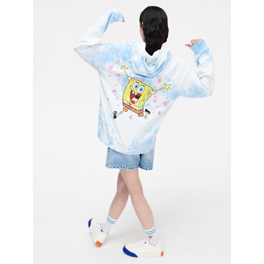Cropp - Bluza z kapturem tie-dye SpongeBob - Turkusowy Cropp M Cropp