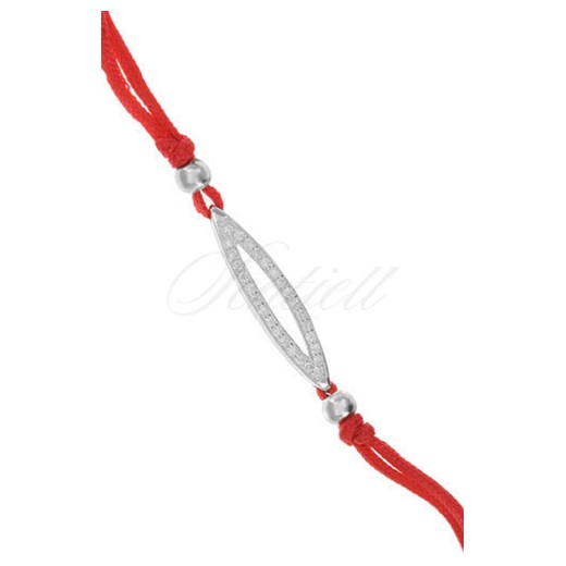 Srebrna bransoletka pr.925 Podłużny kształt na sznurku czerwonym e-sentiell-com  Bransoletki