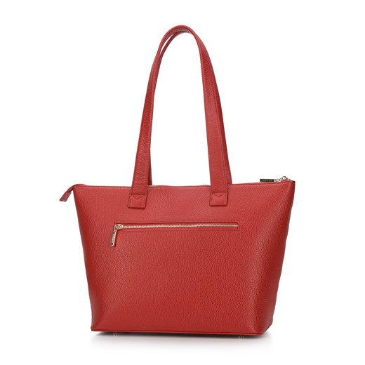 Shopper bag WITTCHEN matowa czerwona elegancka duża skórzana 
