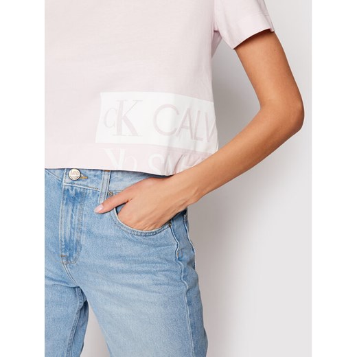 Calvin Klein Jeans T-Shirt J20J215324 Różowy Regular Fit XS okazyjna cena MODIVO