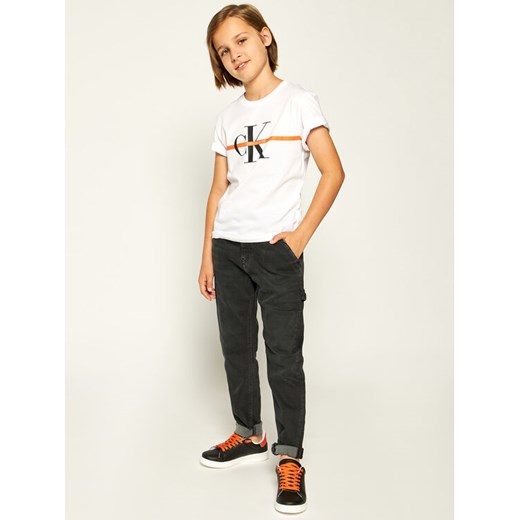 Calvin Klein Jeans T-Shirt Monogram Stripe IB0IB00448 Biały Regular Fit 8 okazyjna cena MODIVO
