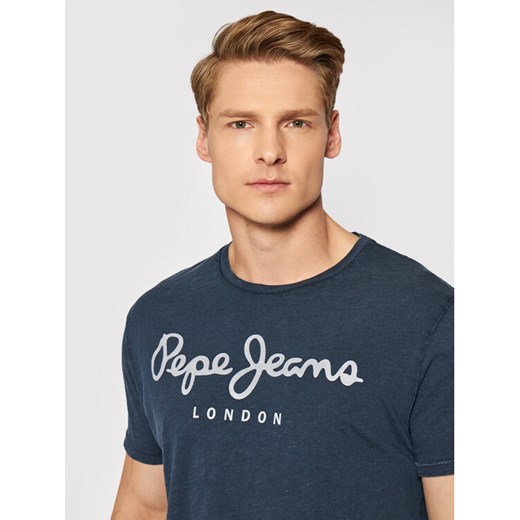 Pepe Jeans T-Shirt Essential Denim PM503992 Granatowy Regular Fit Pepe Jeans M okazja MODIVO