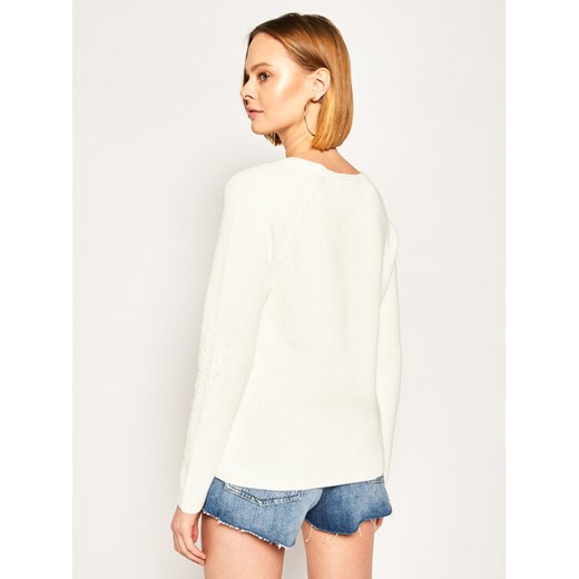 Tommy Hilfiger Sweter Hayana V-Nk WW0WW27730 Biały Regular Fit Tommy Hilfiger XXL okazja MODIVO