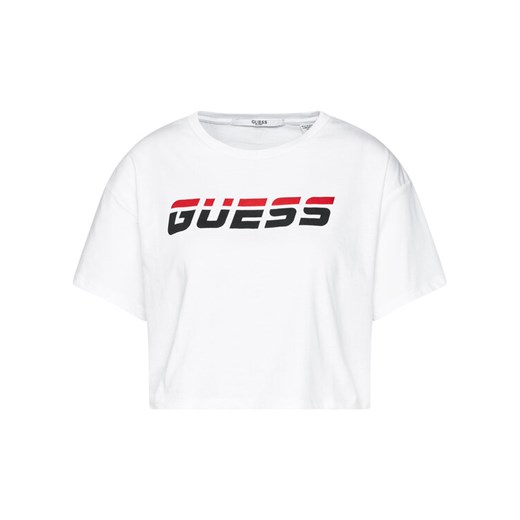 Guess T-Shirt Crop O0BA41 K8HM0 Biały Regular Fit Guess XL okazja MODIVO