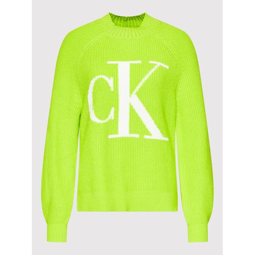 Calvin Klein Jeans Sweter J20J216595 Zielony Relaxed Fit M promocja MODIVO