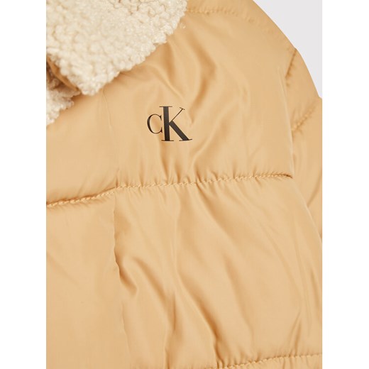 Calvin Klein Jeans Kurtka puchowa Logo Collar Puffer IG0IG01172 Beżowy Regular 12Y MODIVO okazja