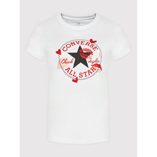 Converse T-Shirt Valentines Day 10024035-A02 Biały Standard Fit Converse XS MODIVO