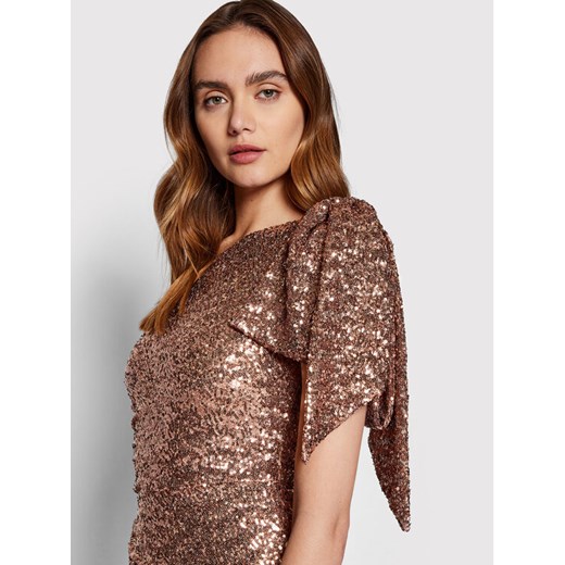 Elisabetta Franchi Sukienka wieczorowa AB-164-22E2-V580 Złoty Slim Fit Elisabetta Franchi 44 MODIVO
