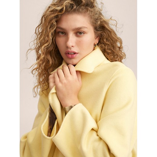 Mango Płaszcz wełniany Batin 27072518 Żółty Oversize Mango XL MODIVO