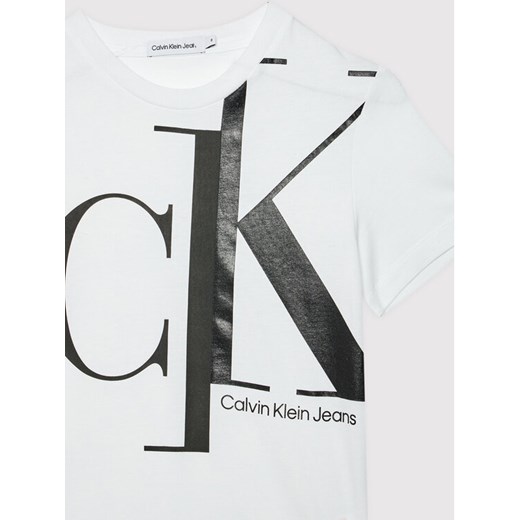 Calvin Klein Jeans T-Shirt Mixed Monogram IB0IB01112 Biały Regular Fit 10Y okazyjna cena MODIVO