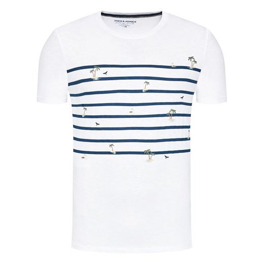 Jack&Jones T-Shirt Playa Stripe 12188495 Biały Regular Fit L promocyjna cena MODIVO