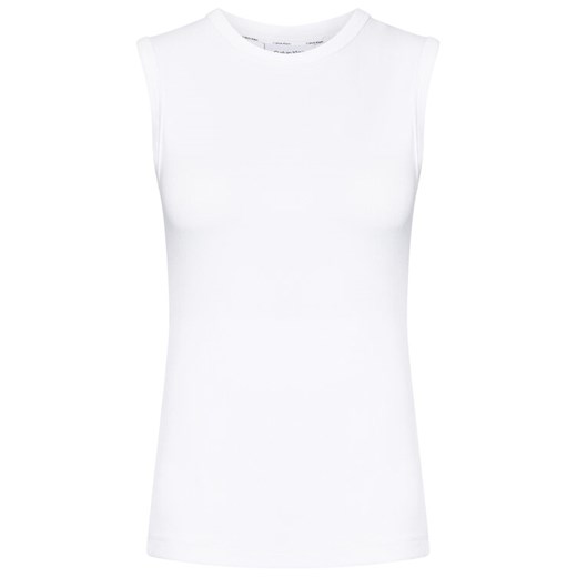 Calvin Klein Bluzka Rib Vest K20K202608 Biały Slim Fit Calvin Klein S MODIVO okazyjna cena