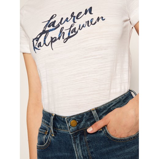 Lauren Ralph Lauren T-Shirt Knt 200800396001 Biały Regular Fit S promocja MODIVO