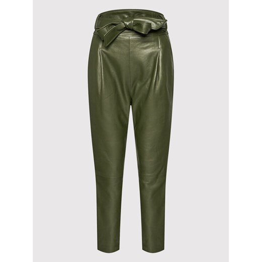 Custommade Spodnie skórzane Pinja 213418505 Zielony Regular Fit Custommade S okazja MODIVO