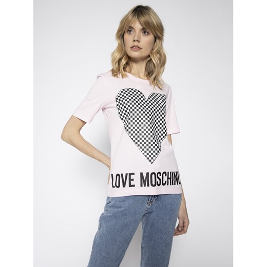 LOVE MOSCHINO T-Shirt W4F152CM 3876 Różowy Regular Fit Love Moschino 38 okazja MODIVO