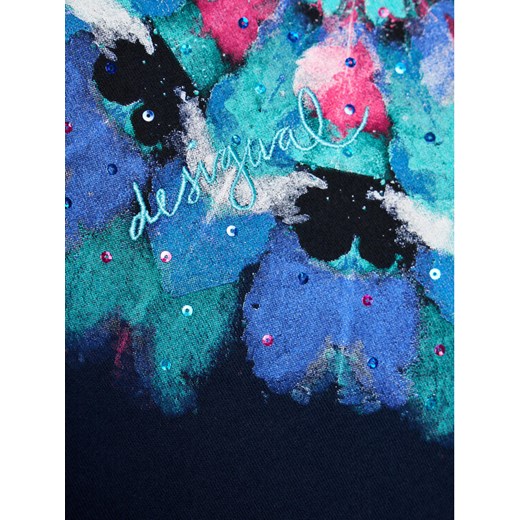 Desigual Bluza Eris 21SGSK01 Granatowy Regular Fit Desigual 5_6Y MODIVO wyprzedaż