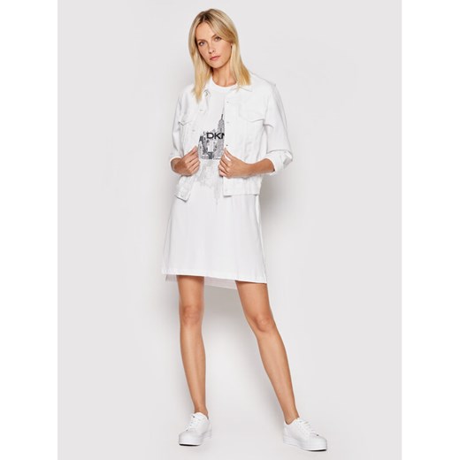 DKNY Sukienka codzienna P1DTGB2M Biały Relaxed Fit XS promocja MODIVO