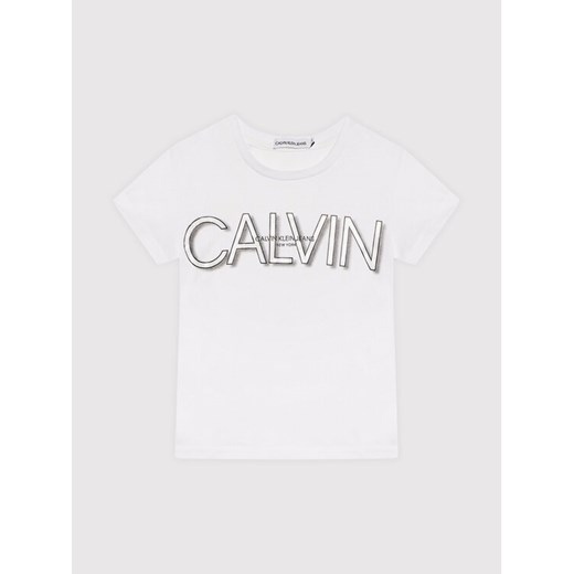 Calvin Klein Jeans T-Shirt Logo Cropped IG0IG01046 Biały Regular Fit 16 MODIVO okazja