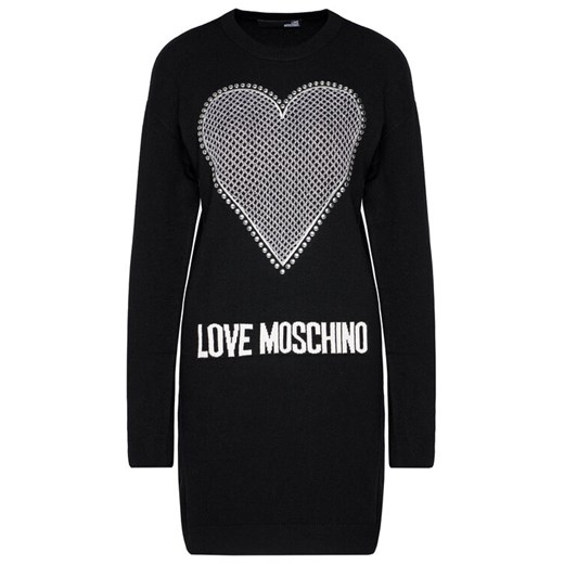 LOVE MOSCHINO Sukienka dzianinowa WS37R11X 1264 Czarny Regular Fit Love Moschino 44 okazyjna cena MODIVO