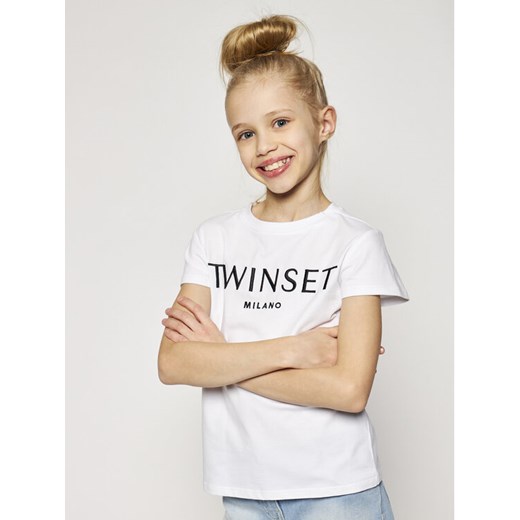 TWINSET T-Shirt 201GJ2370 M Biały Regular Fit Twinset 6A okazyjna cena MODIVO