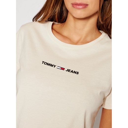 Tommy Jeans T-Shirt Multi Linear Logo DW0DW09818 Beżowy Slim Fit Tommy Jeans M promocja MODIVO