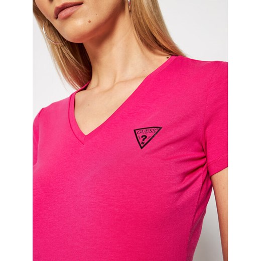 Guess T-Shirt Mini Triangle W1GI17 J1311 Różowy Slim Fit Guess XS okazyjna cena MODIVO