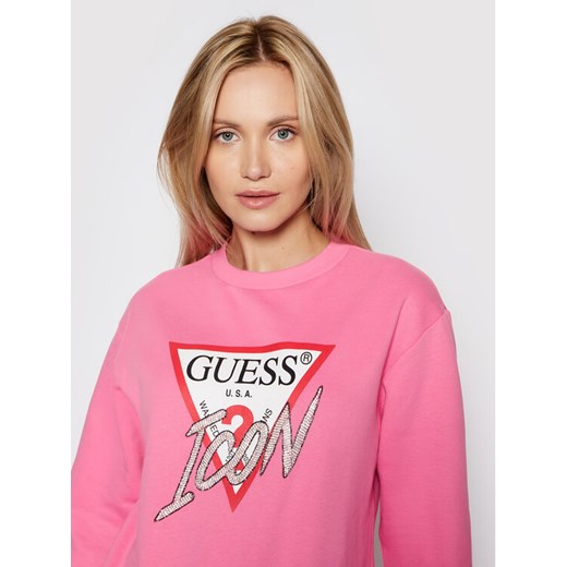 Guess Bluza Icon W1YQ0C K68I0 Różowy Regular Fit Guess M okazja MODIVO