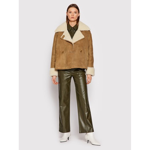 The Kooples Kożuch FCUI23014K Beżowy Regular Fit The Kooples 3 wyprzedaż MODIVO