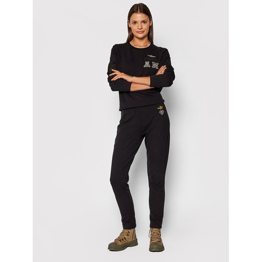 Aeronautica Militare Spodnie dresowe 212PF826DF444 Czarny Regular Fit Aeronautica Militare M wyprzedaż MODIVO