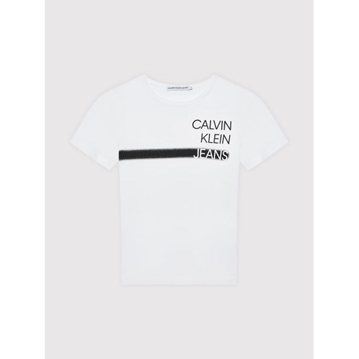 Calvin Klein Jeans T-Shirt Institutional Spray IB0IB00895 Biały Regular Fit 8Y promocja MODIVO