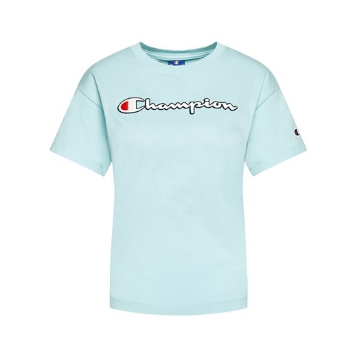 Champion T-Shirt Vintage Script Logo Crew Neck 112650 Niebieski Custom Fit Champion L promocyjna cena MODIVO