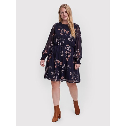 Vero Moda Curve Sukienka letnia Nilla 10264821 Granatowy Regular Fit 50 okazyjna cena MODIVO