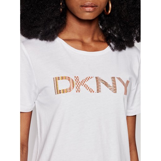 DKNY T-Shirt P0EBDCNA Biały Regular Fit XS okazyjna cena MODIVO