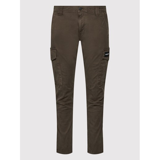 Calvin Klein Jeans Spodnie materiałowe Washed Cargo J30J318586 Zielony Skinny 32_30 okazyjna cena MODIVO