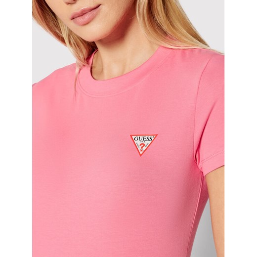 Guess T-Shirt Triangle W1YI0Z J1311 Różowy Slim Fit Guess XL MODIVO promocja