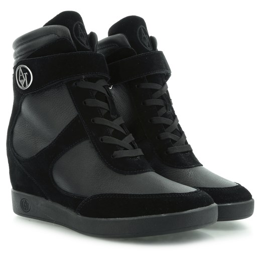 TRAMPKI ARMANI JEANS Z55A1 67 WEDGE SNEAKERS 12 BLACK riccardo czarny Botki