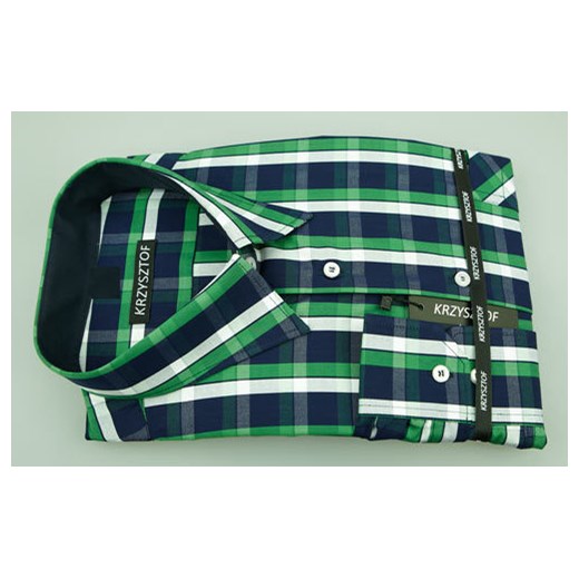 KRZYSZTOF koszula w kratę XL 43-44 182/188 100% bawełna krzysztof zielony delikatne