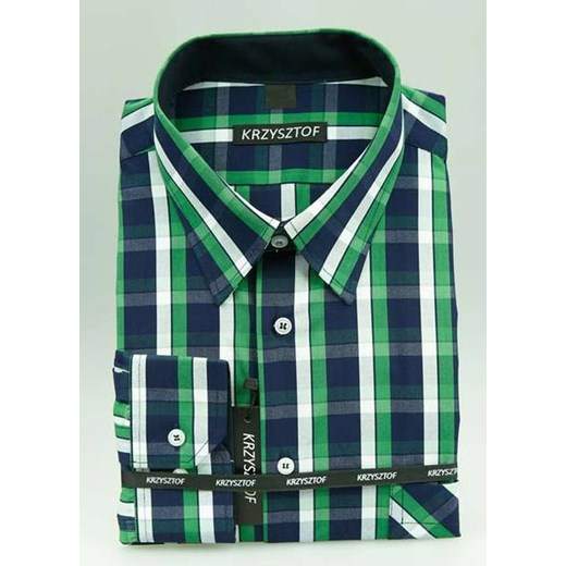 KRZYSZTOF koszula w kratę XL 43-44 182/188 100% bawełna krzysztof zielony długie
