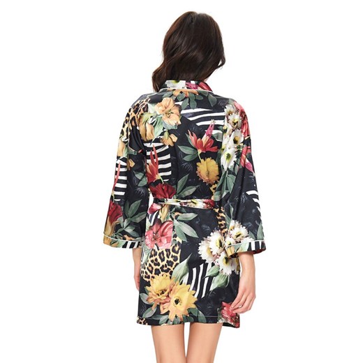 Szlafrok damski SMW.9527.WILD_FLOWER, Kolor czarny-wzór, Rozmiar S, Doctor Nap ze sklepu Intymna w kategorii Szlafroki damskie - zdjęcie 137655110