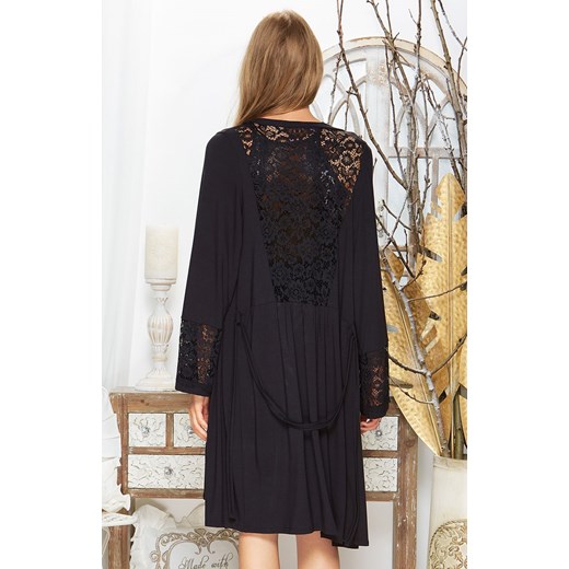 Szlafrok 54/2-174V/1, Kolor czarny, Rozmiar S/M, Miss Fabio ze sklepu Intymna w kategorii Szlafroki damskie - zdjęcie 137656011