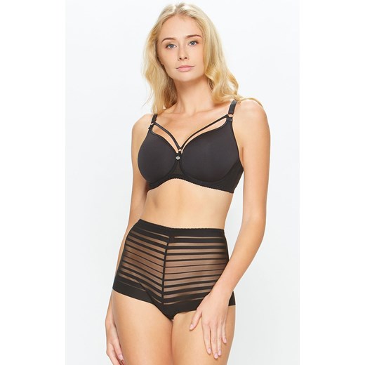 SOFI/F0403/1 biustonosz spacer z ozdobnymi paskami, Kolor czarny, Rozmiar 65D, Miss Fabio ze sklepu Intymna w kategorii Biustonosze - zdjęcie 137656490