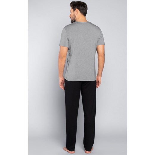 Piżama męska z długimi nogawkami szaro-czarna Dallas, Kolor szary melanż-czarny, Rozmiar S, Italian Fashion ze sklepu Intymna w kategorii Piżamy męskie - zdjęcie 137658144
